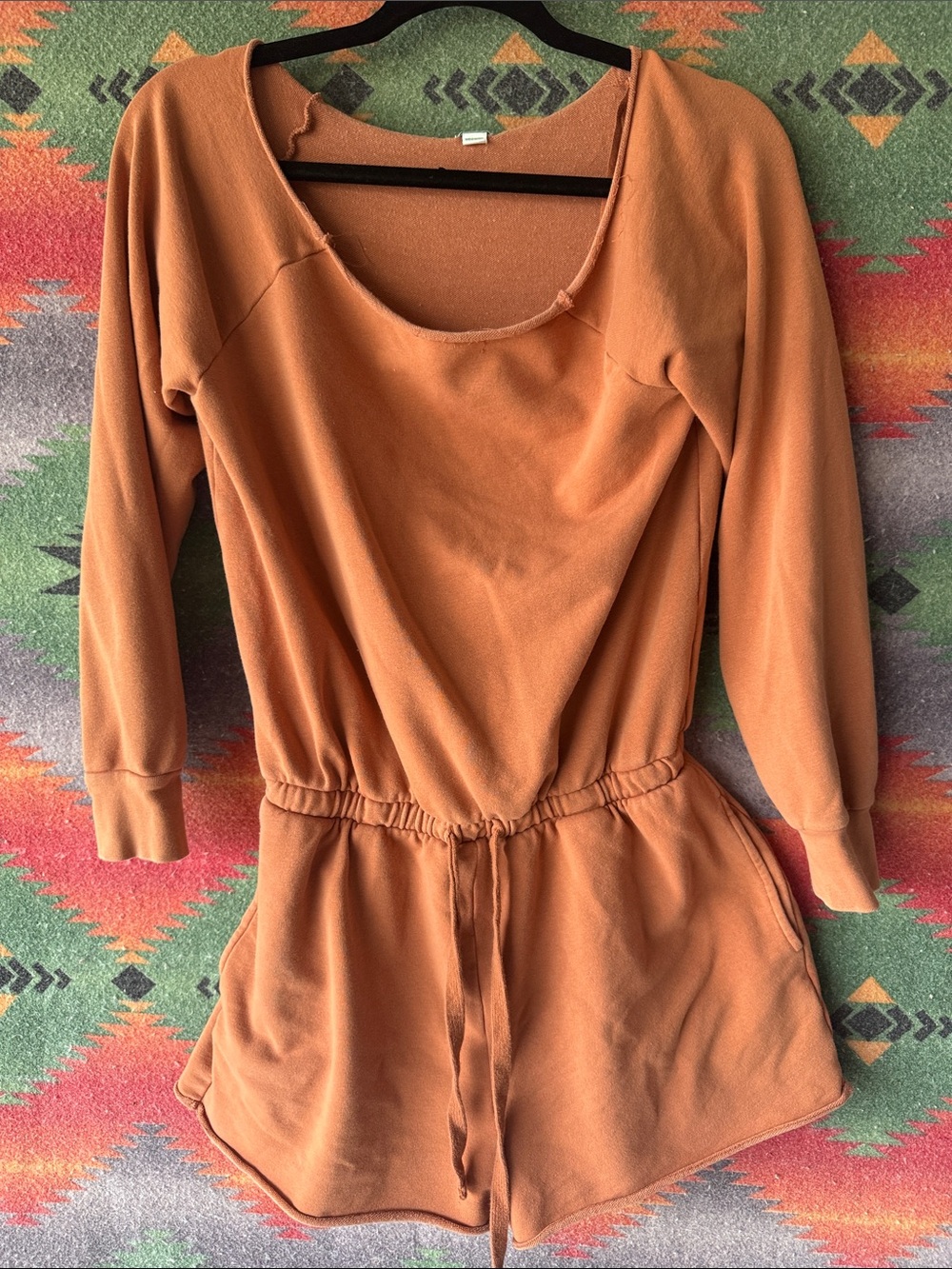 aerie Rust Orange Long-Sleeve Romper